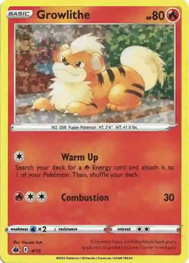 Growlithe Pokemon card from Mcdonald's Promos 2022