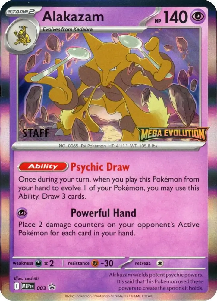 Alakazam Staff Pokemon card from Mega Evolution Promos