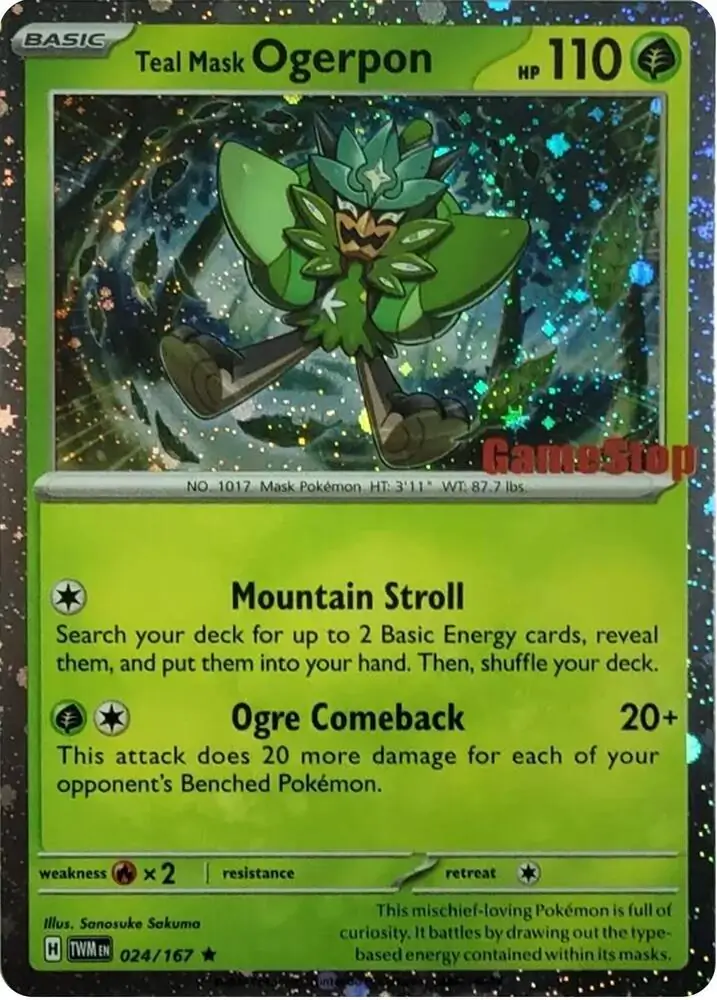 Teal Mask Ogerpon Cosmos Gamestop Exclusive Pokemon card from Miscellaneous Promos