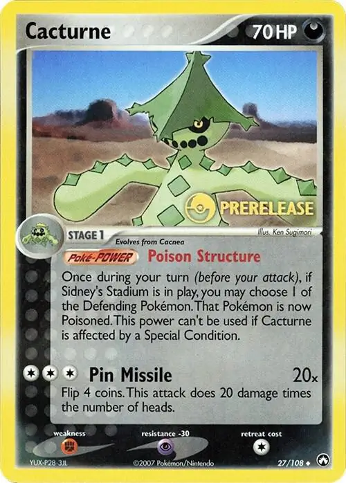 Cacturne Prerelease Pokemon card from Miscellaneous Promos