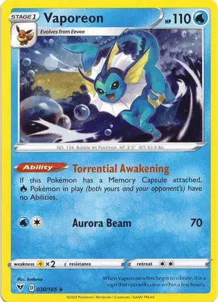 Vaporeon Cosmos Holo Pokemon card from Miscellaneous Promos