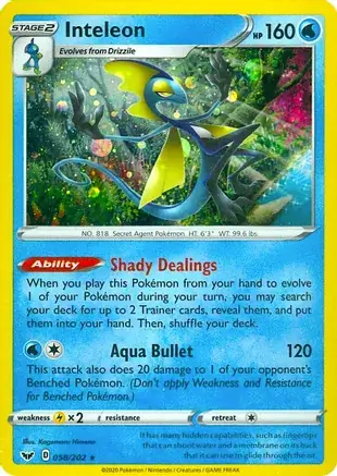 Inteleon Cosmos Holo Pokemon card from Miscellaneous Promos