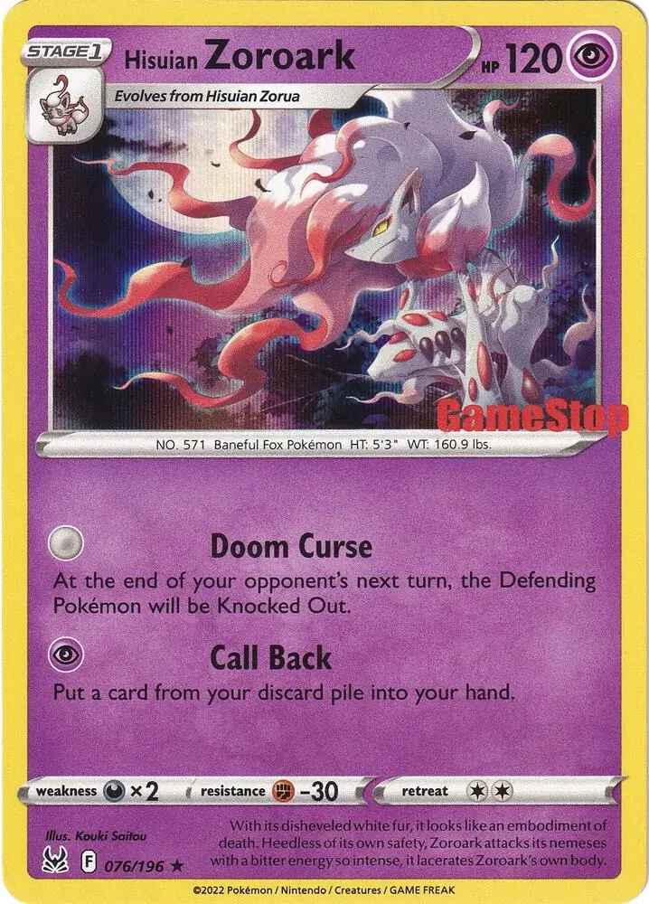 Hisuian Zoroark Gamestop Exclusive