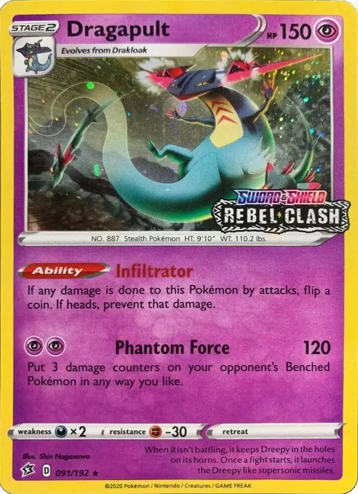 Dragapult Rebel Clash Stamped Promo Pokemon card from Miscellaneous Promos