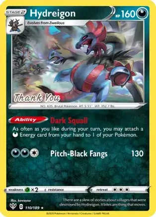 Hydreigon Thank You Pokemon card from Miscellaneous Promos