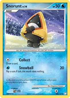 Snorunt Pokemon card from Mysterious Treasures
