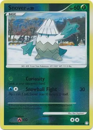 Snover Reverse Holo Pokemon card from Mysterious Treasures