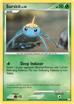 Surskit Pokemon card from Mysterious Treasures