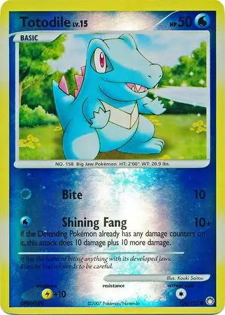 Totodile Reverse Holo Pokemon card from Mysterious Treasures