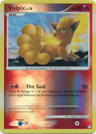 Vulpix Reverse Holo Pokemon card from Mysterious Treasures