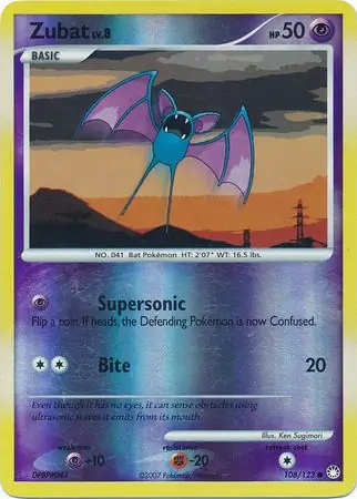 Zubat Reverse Holo Pokemon card from Mysterious Treasures