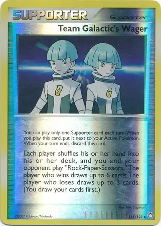 Team Galactic's Wager Reverse Holo Pokemon card from Mysterious Treasures