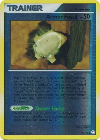 Armor Fossil Reverse Holo Pokemon card from Mysterious Treasures