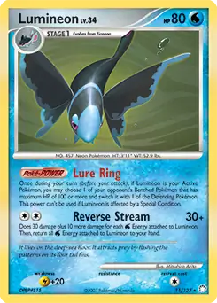 Lumineon Holo Pokemon card from Mysterious Treasures