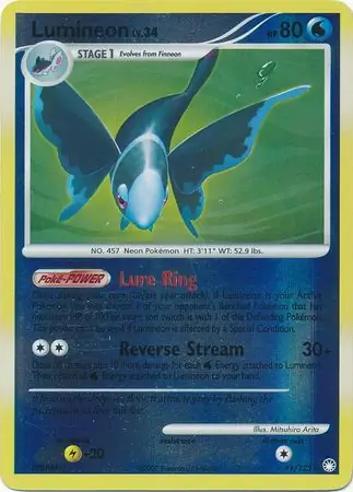 Lumineon Reverse Holo Pokemon card from Mysterious Treasures