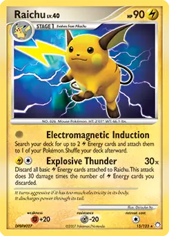 Raichu Holo Pokemon card from Mysterious Treasures