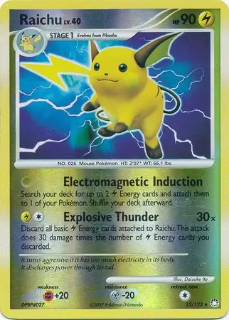 Raichu Reverse Holo Pokemon card from Mysterious Treasures