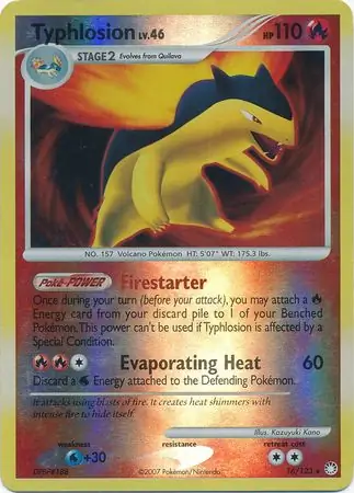 Typhlosion Reverse Holo Pokemon card from Mysterious Treasures