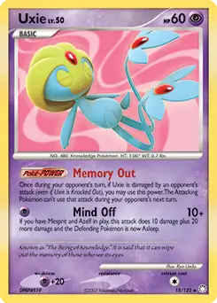 Uxie Holo Pokemon card from Mysterious Treasures