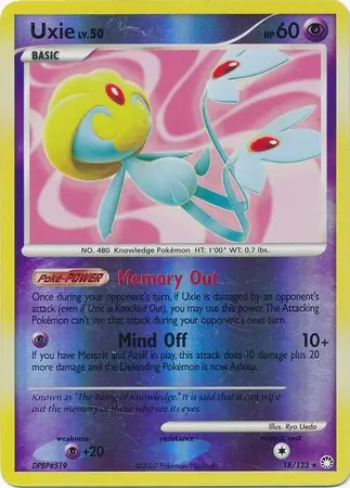 Uxie Reverse Holo Pokemon card from Mysterious Treasures