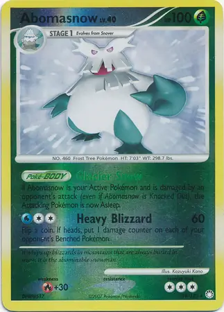 Abomasnow Reverse Holo Pokemon card from Mysterious Treasures