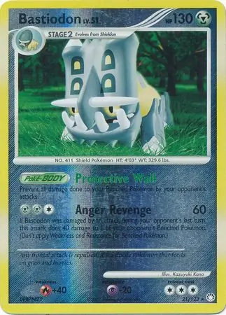 Bastiodon Reverse Holo Pokemon card from Mysterious Treasures