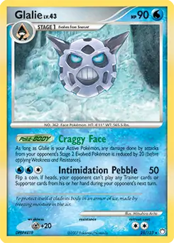 Glalie Pokemon card from Mysterious Treasures