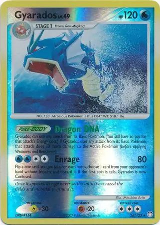 Gyarados Reverse Holo Pokemon card from Mysterious Treasures