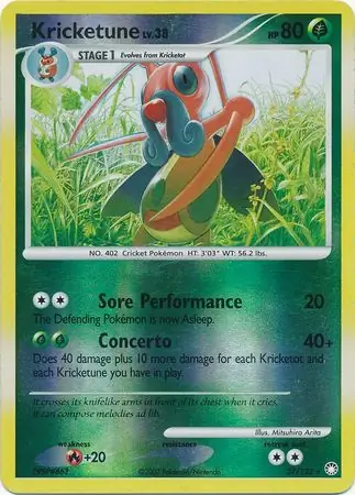 Kricketune Reverse Holo Pokemon card from Mysterious Treasures