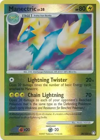 Manectric Reverse Holo Pokemon card from Mysterious Treasures