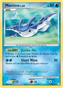 Mantine Pokemon card from Mysterious Treasures