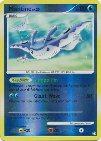 Mantine Reverse Holo Pokemon card from Mysterious Treasures