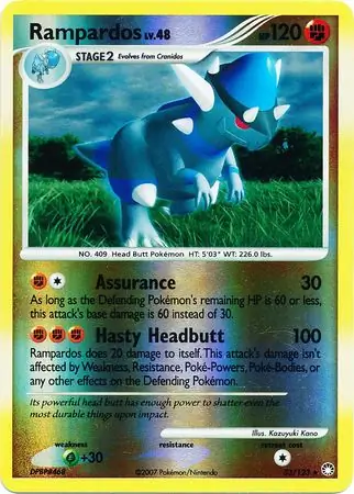 Rampardos Reverse Holo Pokemon card from Mysterious Treasures