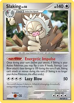 Slaking Pokemon card from Mysterious Treasures
