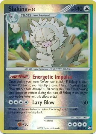 Slaking Reverse Holo Pokemon card from Mysterious Treasures