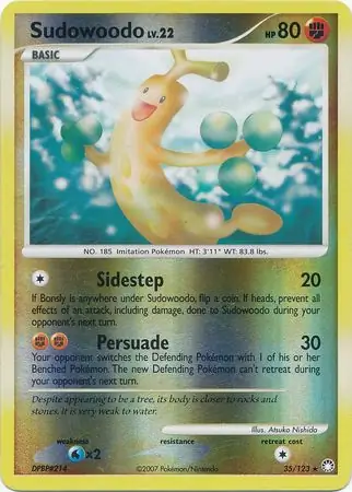 Sudowoodo Reverse Holo Pokemon card from Mysterious Treasures