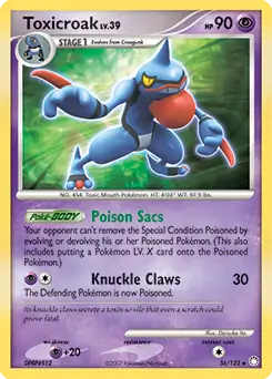 Toxicroak Pokemon card from Mysterious Treasures