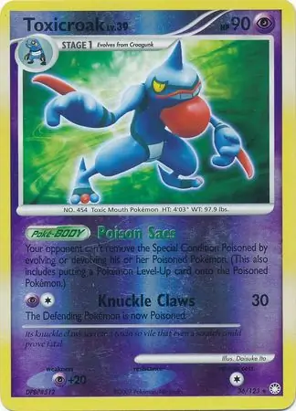 Toxicroak Reverse Holo Pokemon card from Mysterious Treasures