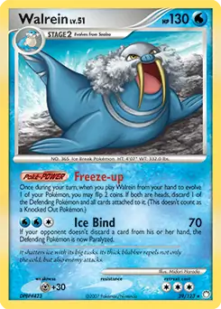 Walrein Pokemon card from Mysterious Treasures