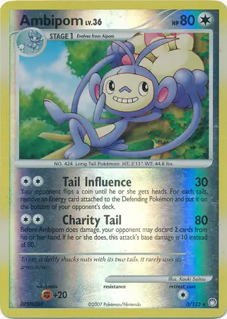 Ambipom Reverse Holo Pokemon card from Mysterious Treasures