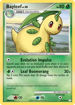 Bayleef Pokemon card from Mysterious Treasures
