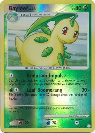 Bayleef Reverse Holo Pokemon card from Mysterious Treasures