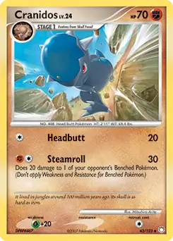 Cranidos Pokemon card from Mysterious Treasures