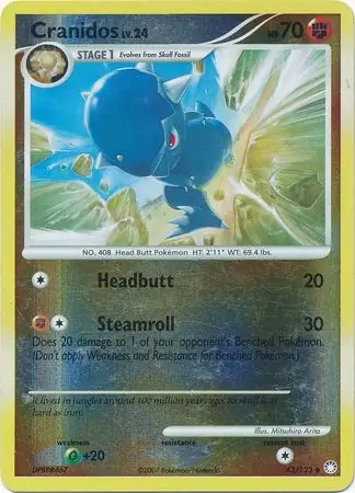 Cranidos Reverse Holo Pokemon card from Mysterious Treasures
