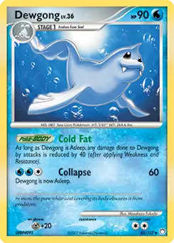Dewgong Pokemon card from Mysterious Treasures