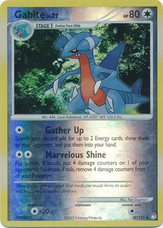 Gabite Reverse Holo Pokemon card from Mysterious Treasures