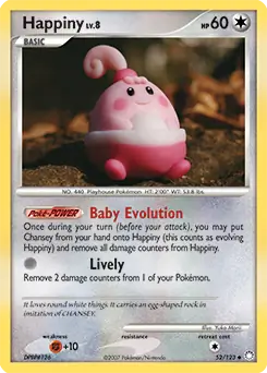 Happiny Pokemon card from Mysterious Treasures