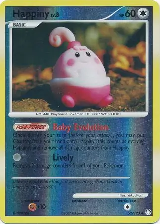 Happiny Reverse Holo Pokemon card from Mysterious Treasures