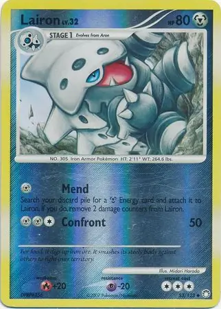 Lairon Reverse Holo Pokemon card from Mysterious Treasures