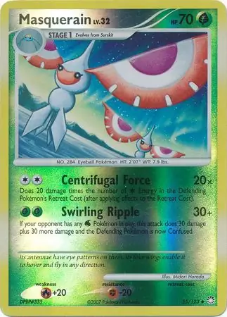 Masquerain Reverse Holo Pokemon card from Mysterious Treasures